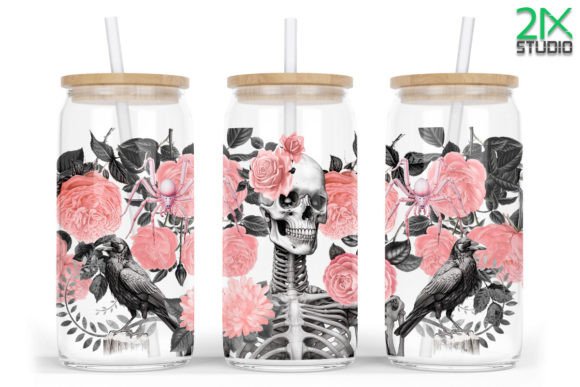 16oz Libbey Glass Can Pink Skulls Gothic: A Halloween Craft Project with Endless Possibilities