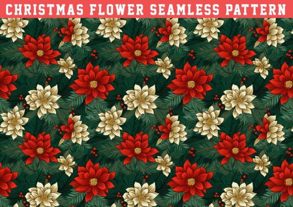 Christmas Flower Seamless Pattern β A Versatile Design for Creative Projects