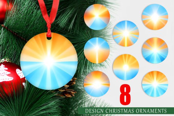 Christmas Ornament Shining Orange Blue: Vibrant Design for Holiday Cheer