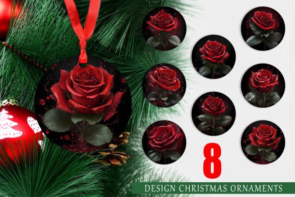 Christmas Ornament Splash Arts Red Rose: A Timeless Addition to Your Holiday Decor
