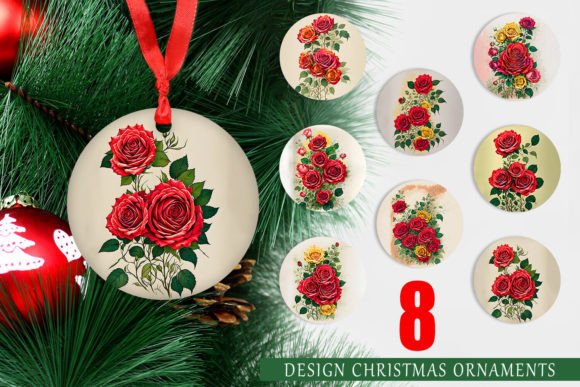 Christmas Ornament Vintage Red Rose