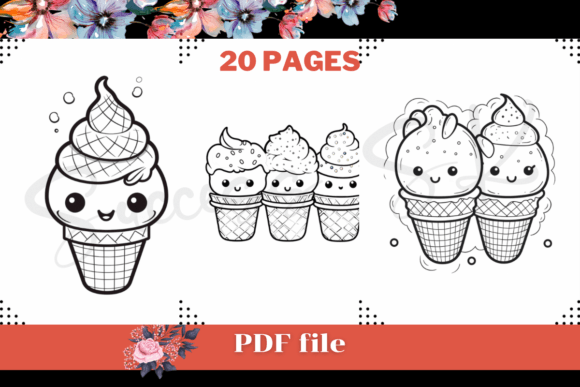 Cute Ice Cream Coloring Page 2, KDP: A Versatile Creative Resource for All