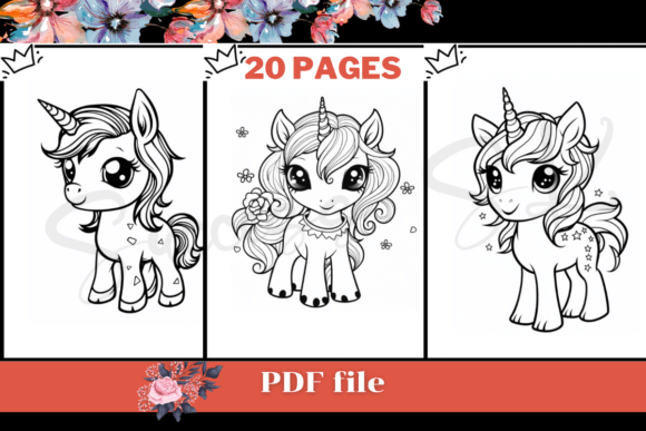 Cute Kawaii Unicorn Coloring Pages4, KDP