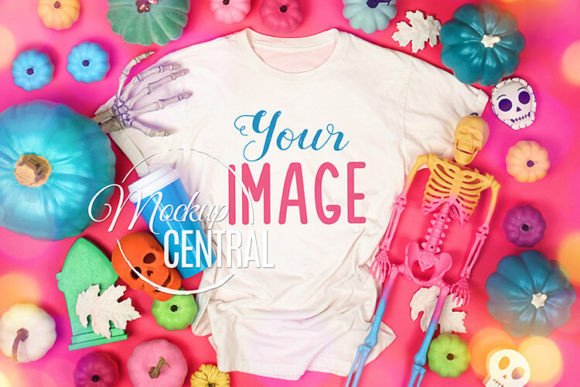 Enhancing Halloween Designs with the Neon Pink Halloween T-Shirt Mockup