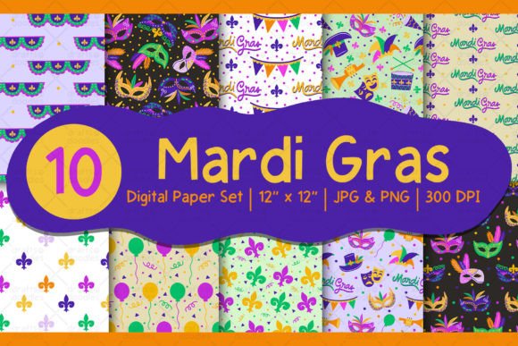 Mardi Gras Digital Paper Set