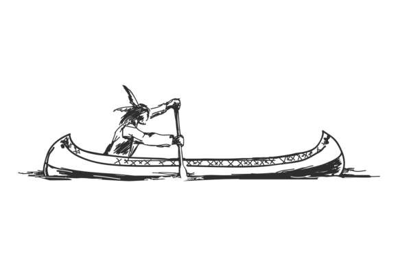 Native American Man Riding Canoe. Decora: A Timeless Symbol of Cultural Expression