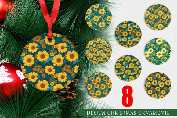 Ornaments Yellow Flowers Pattern: A Vibrant Holiday Design Set