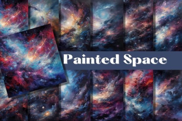 PAINTED GALAXIES Stars Space Backgrounds: A Cosmic Collection for Creative Projects