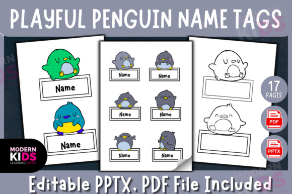Playful Penguin Name Tags - Editable PPT: A Strategic Tool for Creative Branding and Organization