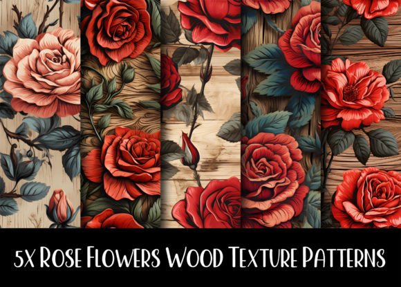 Rose Flowers Wood Texture Patterns
