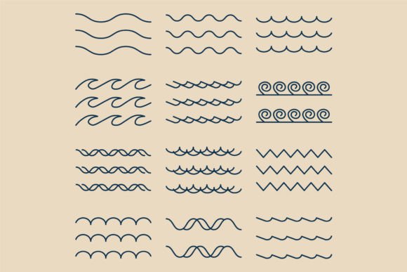 Set Bundle of Wave Logo Icon Line Art: A Versatile Design Tool for Modern Creatives