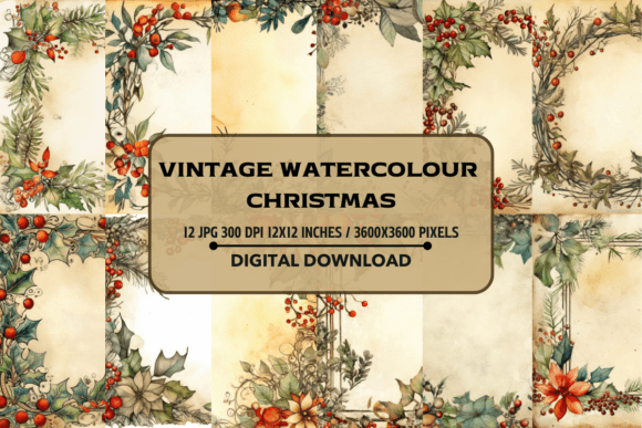 Vintage Watercolour Christmas Background