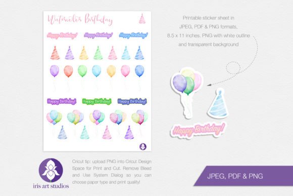 Watercolor Birthday Party Stickers