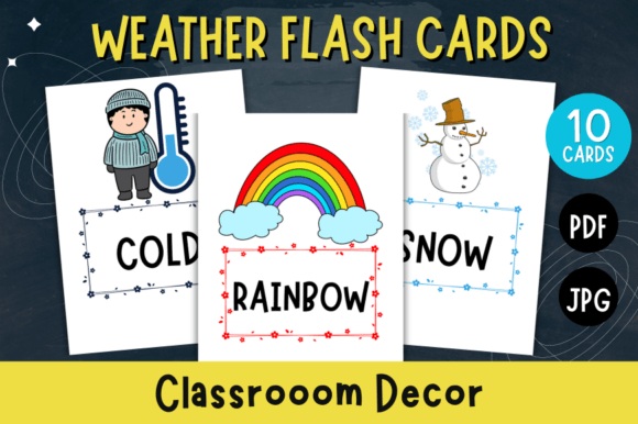 Weather Flash Cards Classroom Decor